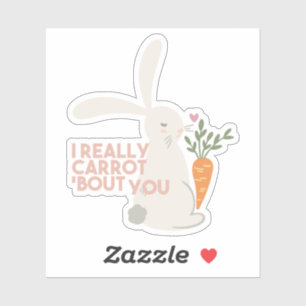 Cute Bunny Carrot Pun - I Really Carrot Bout You