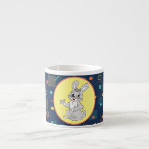 Cute Bunny Cartoon Art With Colourful Shapes Espresso Cup