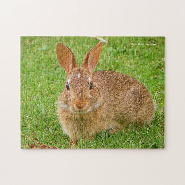 Cute Bunny Chewing Greens on the Golf Fairway Jigsaw Puzzle (Horizontal)
