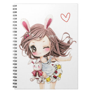 Cute bunny chibi girl notebook