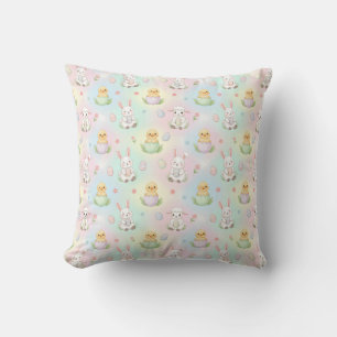 Cute Bunny Chick & Lamb Easter Pattern Cushion