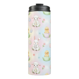 Cute Bunny Chick & Lamb Easter Pattern Kids  Thermal Tumbler