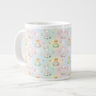 Cute Bunny Chick & Lamb Easter Pattern Large Coffee Mug