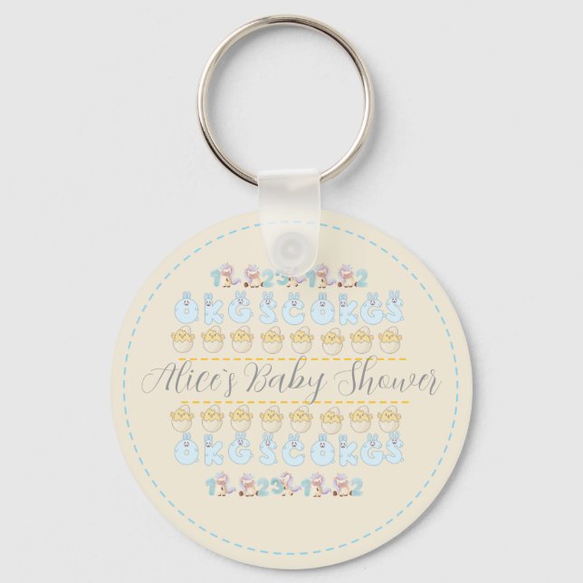 Cute Bunny Chicken Bear pastel  Key Ring (Front)