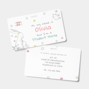 Cute Bunny Child-Friendly Pediatric Medical Staff ID Badge