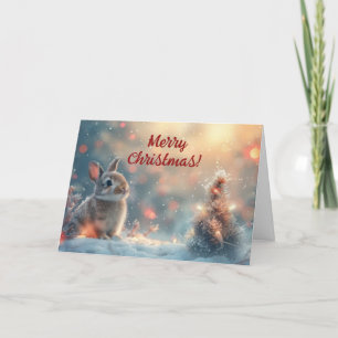 Cute Bunny Christmas Cards in Snow Greeting Card
