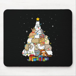 Cute Bunny Christmas Tree Mouse Pad