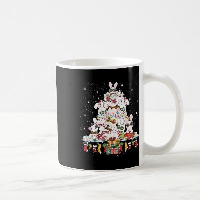 Cute Bunny Christmas Tree White Rabbits Surrounded Coffee Mug (Right)