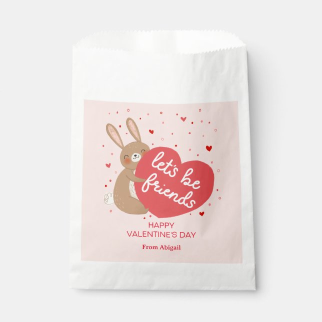 Cute Bunny Classroom Valentine  Favour Bag (Front)