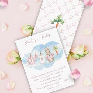 Cute Bunny Clothesline Baby Shower Book Request Enclosure Card