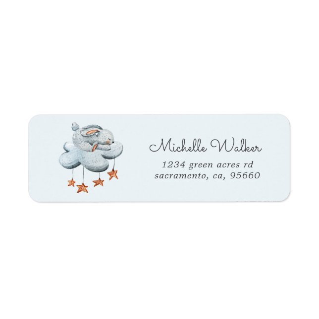 cute bunny cloud stars return address label (Front)