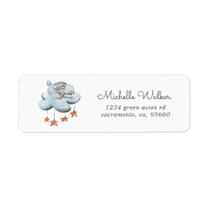 cute bunny cloud stars return address return address label