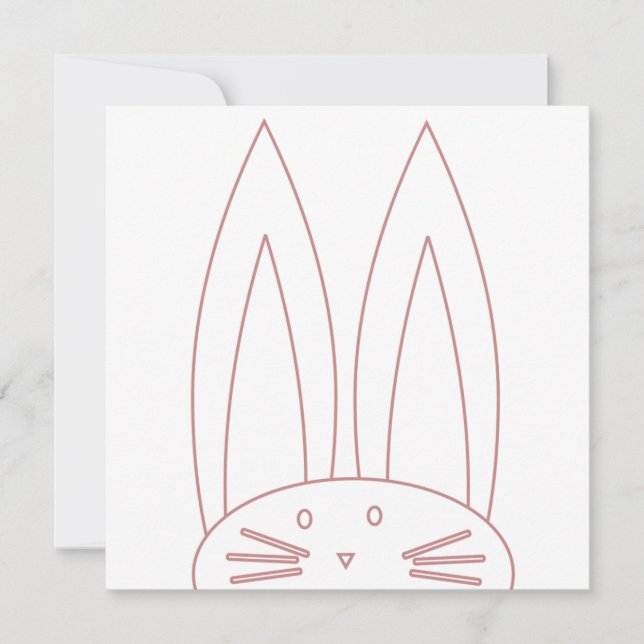 Cute Bunny Colouring Pink Outline Holiday  (Front)