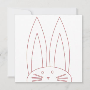 Cute Bunny Colouring Pink Outline Holiday Card