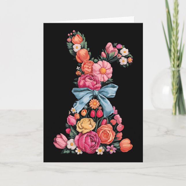 Cute Bunny Coquette Bow Easter Day Rabbit Teens Gi Card (Front)