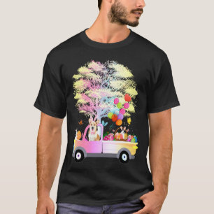 Cute Bunny Corgi Dog & Eggs On Truck Easter Day Ki T-Shirt