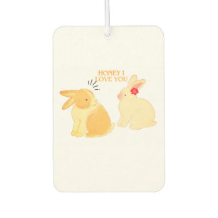 Cute Bunny Couple Love Quote - "Honey I Love You"  Car Air Freshener