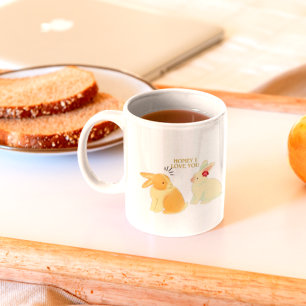 Cute Bunny Couple Love Quote -"Honey I Love You"  Espresso Cup