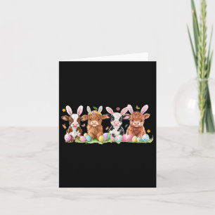 Cute Bunny Cow Retro Farmer Western Easter Day 1  Card