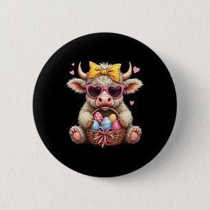Cute Bunny Cow Retro Farmer Western Easter Day 6 Cm Round Badge