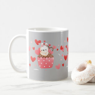 Cute bunny cupcake hearts coffee mug
