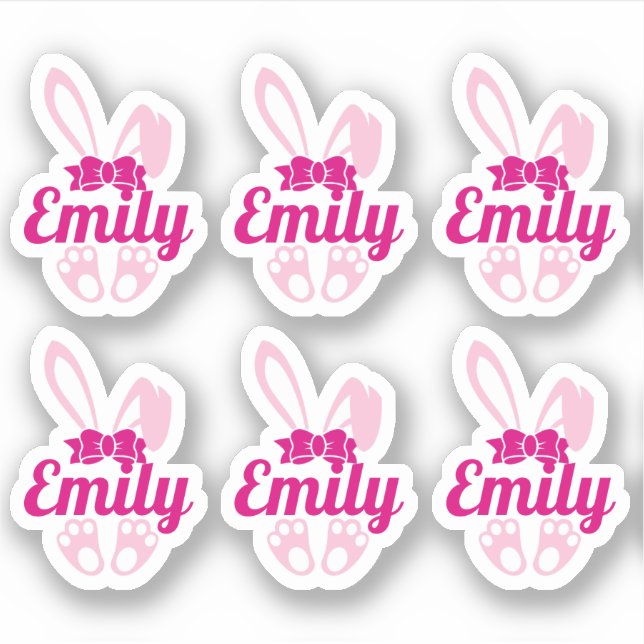 Cute Bunny Custom Name Stickers (Front)