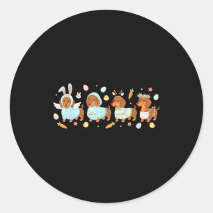 Cute bunny dachshund dog lover happy easter day classic round sticker
