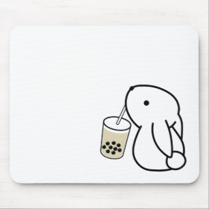 Cute Bunny Drinking Boba Tea Mouse Pad