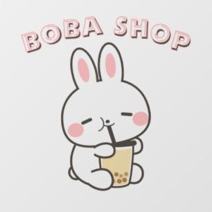  Cute Bunny drinking bubble tea, boba tea