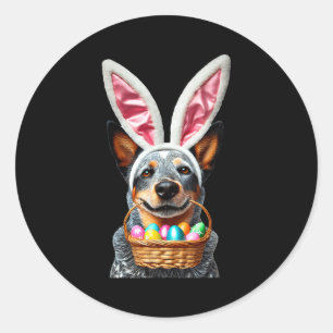Cute bunny ear australian cattle dog easter eggs classic round sticker