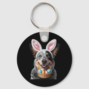 Cute Bunny Ear Australian Cattle Dog Easter Eggs O Key Ring