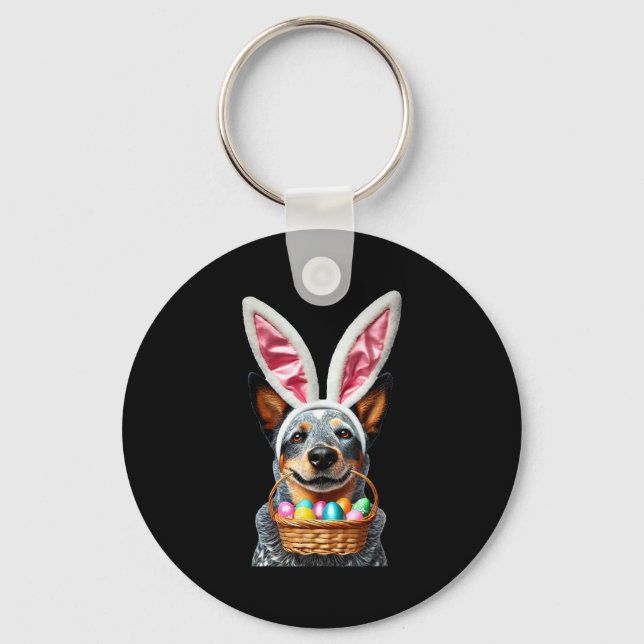 Cute bunny ear australian cattle dog easter eggsCu Key Ring (Front)