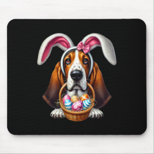 Cute Bunny Ear Bet Hound Dog Easter Eggs Owner Lov Mouse Pad