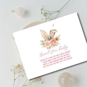 cute bunny ear floral pink baby shower enclosure card
