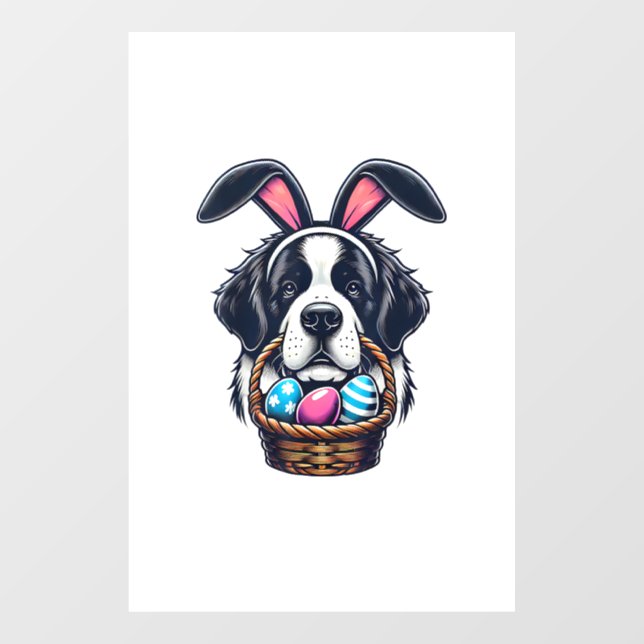 Cute Bunny Ear Saint Bernard Dog Easter Egg Owner  (Sheet)