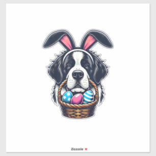 Cute Bunny Ear Saint Bernard Dog Easter Egg Owner 