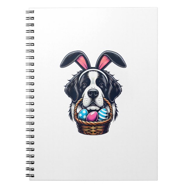 Cute Bunny Ear Saint Bernard Dog Easter Egg Owner  Notebook (Front)