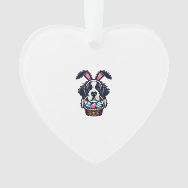 Cute Bunny Ear Saint Bernard Dog Easter Egg Owner  Ornament (Front)