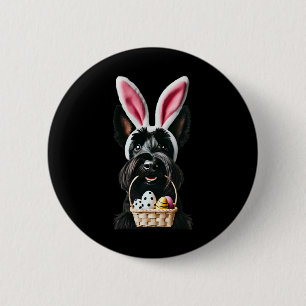 Cute Bunny Ear Scottish Terrier Dog Easter Eggs Ow 6 Cm Round Badge