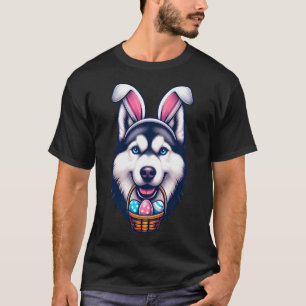 Cute Bunny Ear Siberian Husky Dog Easter Eggs Owne T-Shirt