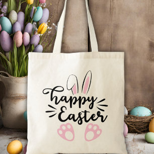Cute Bunny Ears and Feet Happy Easter  Tote Bag