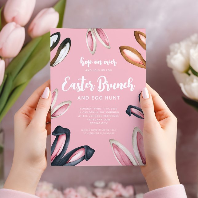 Cute Bunny Ears Easter Brunch Invitation (Cute Bunny Ears Easter Brunch Invitation)