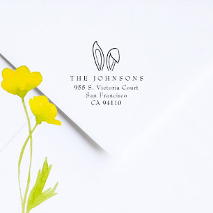 Cute Bunny Ears Easter Family Return Address Rubber Stamp