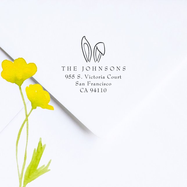 Cute Bunny Ears Easter Family Return Address Rubber Stamp (Creator Uploaded)