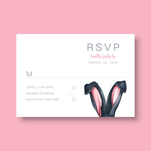 Cute Bunny Ears Easter Party RSVP Card