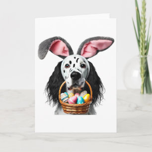 Cute Bunny Ears English Setter Dog Easter Egg Hunt Card