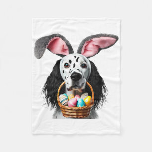 Cute Bunny Ears English Setter Dog Easter Egg Hunt Fleece Blanket