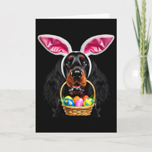 Cute Bunny Ears Gordon Setter Dog Easter Egg Hunt Card