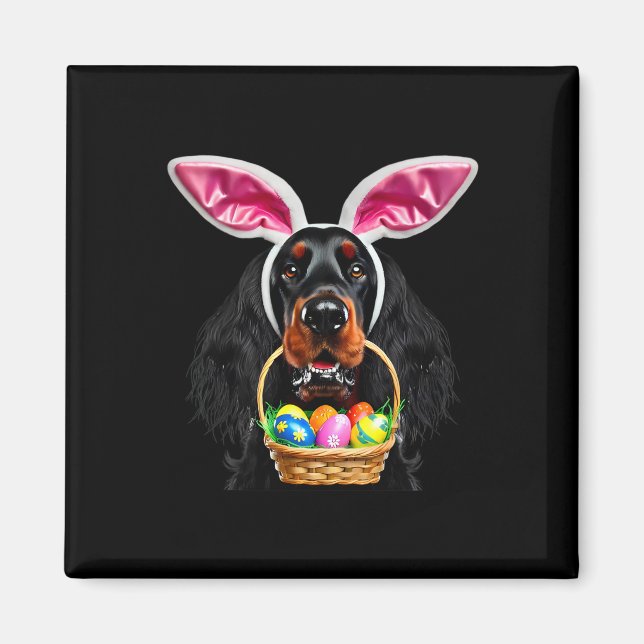 Cute Bunny Ears Gordon Setter Dog Easter Egg Hunt  Magnet (Front)