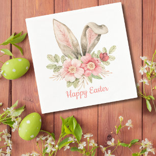 Cute Bunny Ears Happy Easter Paper Napkin